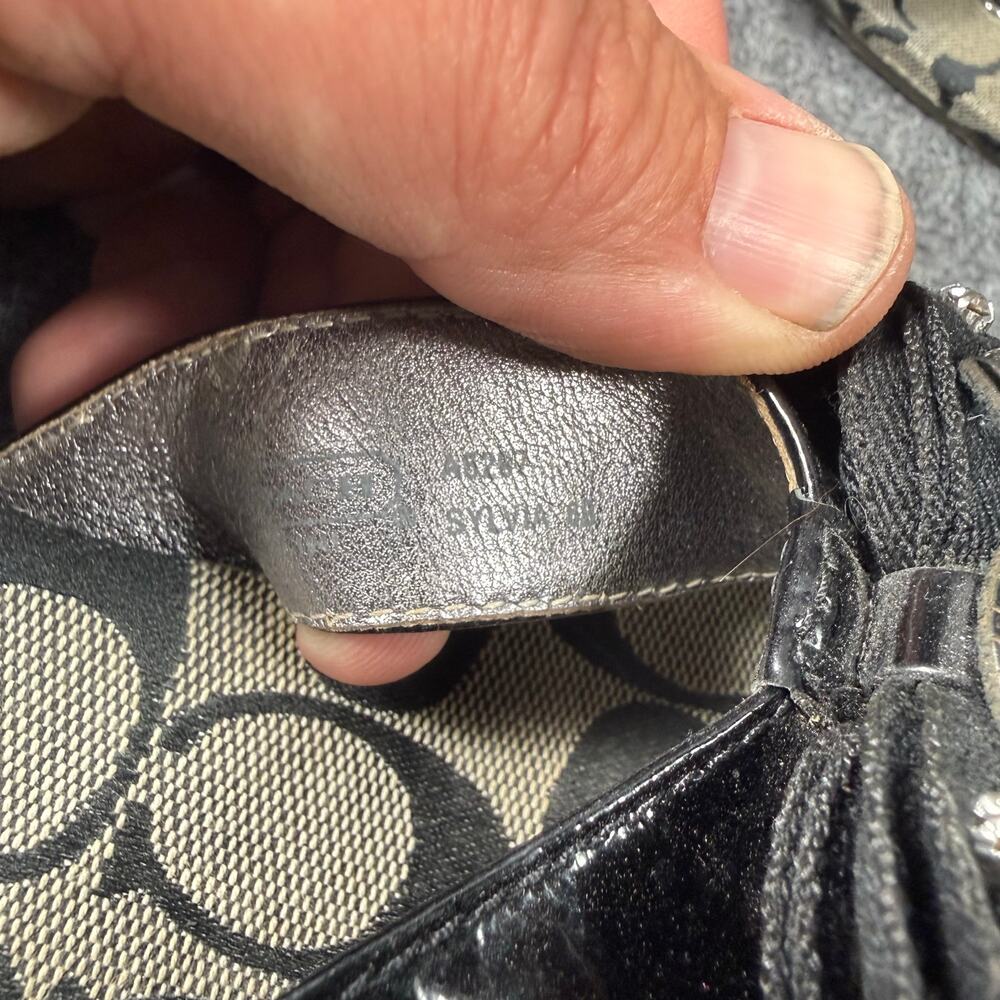 Coach Sylvia Slides Women's 6B Gold/Brown Logo Allover Studded Flashy Preppy - Picture 6 of 8